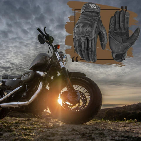Gants de motocross en cuir vintage résistants