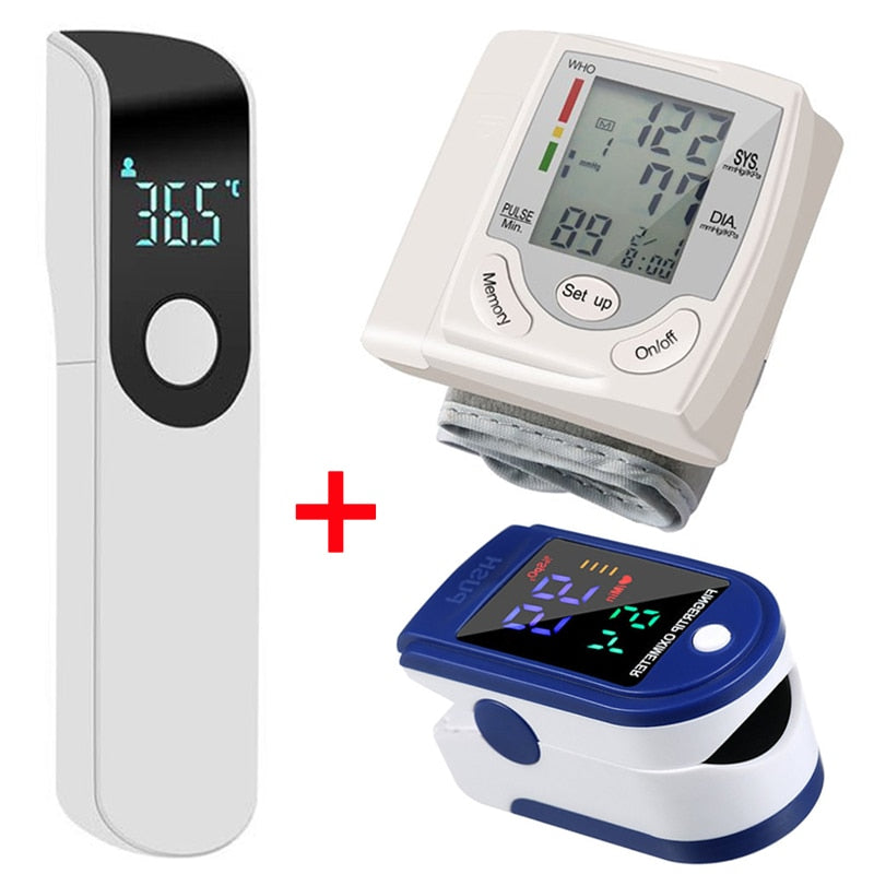 Comprehensive Health Monitor: Digital Blood Pressure Monitor, Oximeter, and Infrared Thermometer