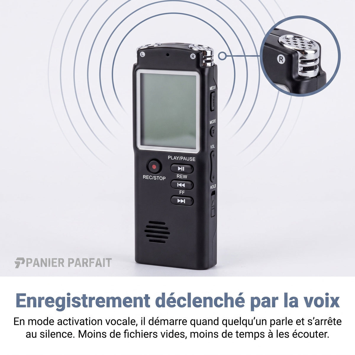 Dictaphone numérique portable à enregistrement vocal