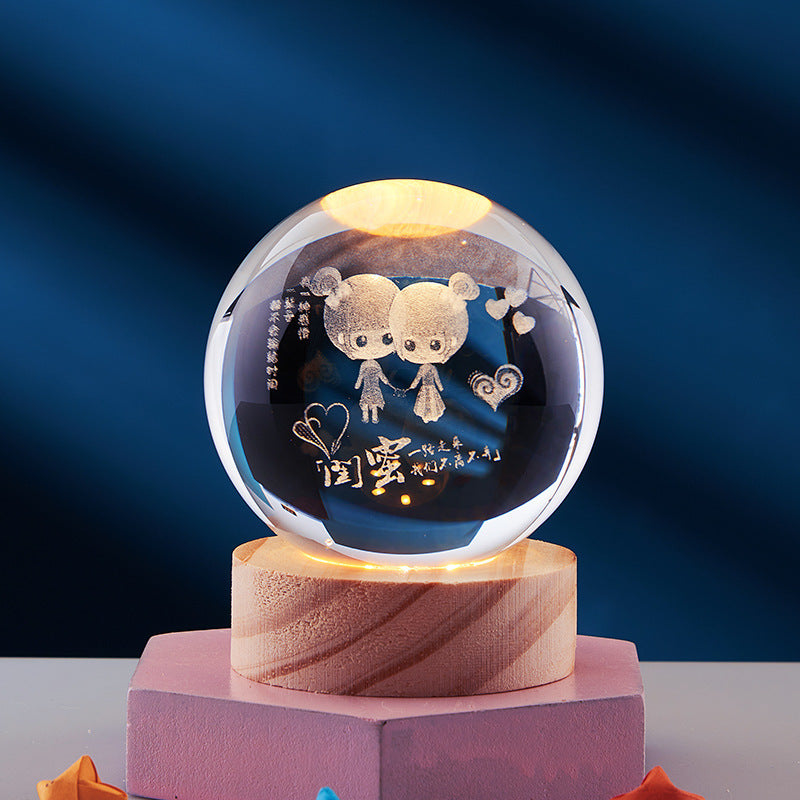 Lampe de nuit décorative en cristal 3D