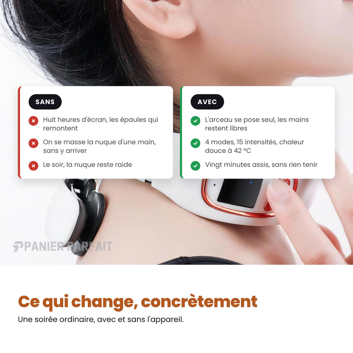 Masseur cervical sans fil chauffant à 6 électrodes intelligent