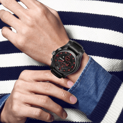 Montre analogique élégante à bracelet en cuir