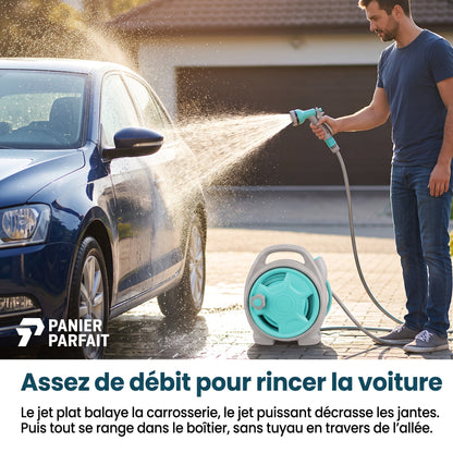 Tuyau d'arrosage rétractable avec enrouleur et pistolet multifonction