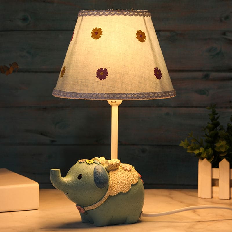 Lampe de table décorative à motif floral base éléphant