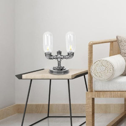 Elegant Clear Glass Table Lamp with Round Lampshade