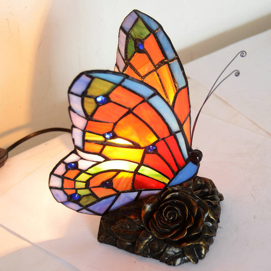 Lampe de Table Chic avec Abat-jour en Forme de Papillon et Base en Fleurs - Santeova