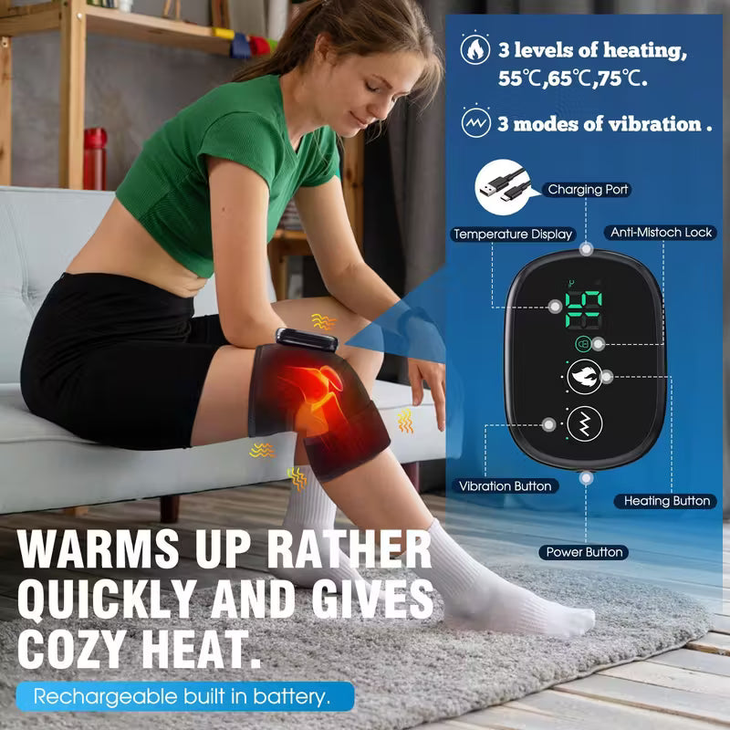ThermaFlex™ – Heating Vibration Knee Brace for Knee, Elbow, and Shoulder