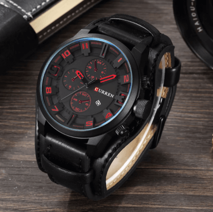 Montre analogique élégante à bracelet en cuir