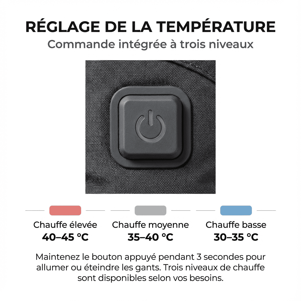 Gants chauffants rechargeables à batterie intégrée