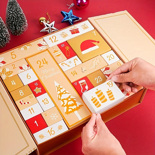 Calendrier de l'Avent de Noël 24 Jours en Bois, Boîte à Surprise Réutilisable pour Maison - Santeova