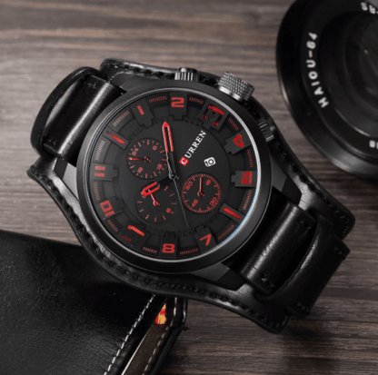 Montre analogique élégante à bracelet en cuir