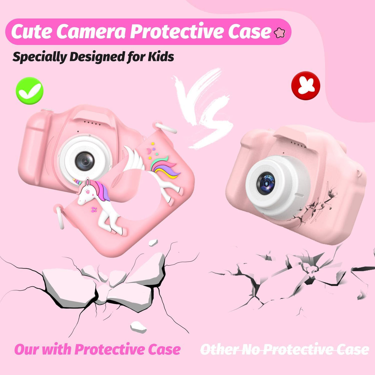 Appareil photo numérique 1080p à design licorne pour enfant