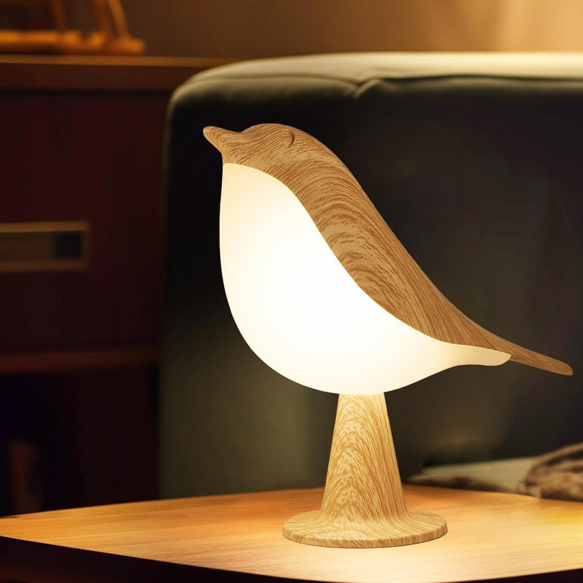 Lampe de nuit en bois à lumière douce oiseau décoratif