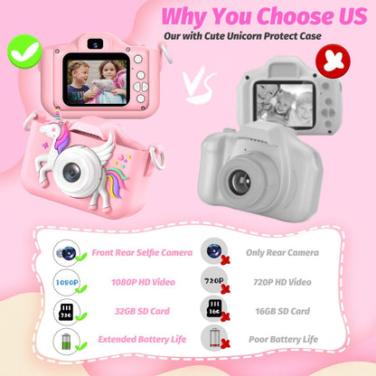Appareil photo numérique 1080p à design licorne pour enfant