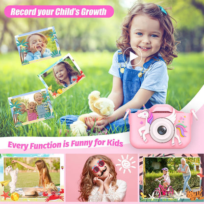 Appareil photo numérique 1080p à design licorne pour enfant