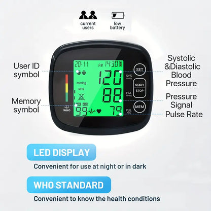 Vitapulse™ – Automatic Wrist Blood Pressure Monitor with Large LCD Screen