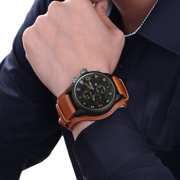 Montre analogique élégante à bracelet en cuir