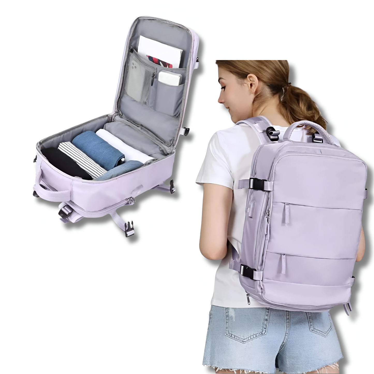 Practical Travel Bag with Built-in USB Port