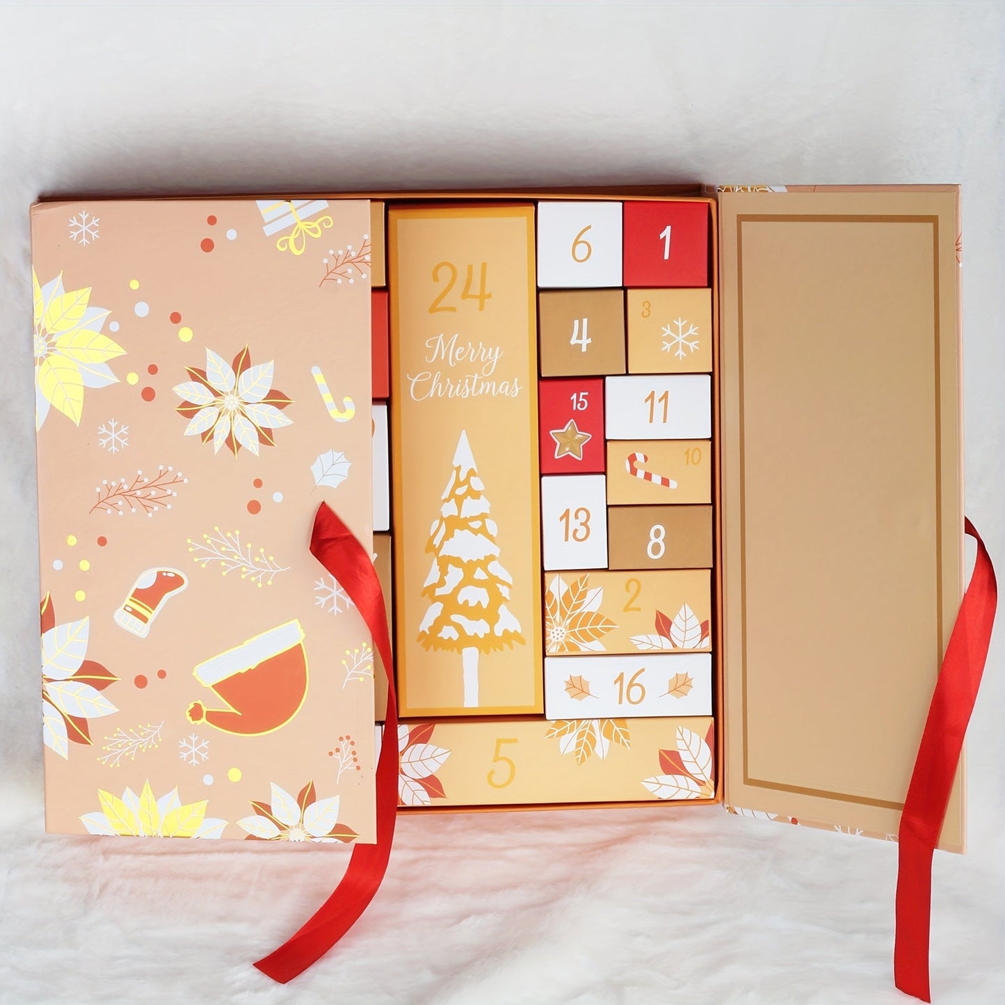 24-Day Wooden Christmas Advent Calendar, Reusable Surprise Box for Home