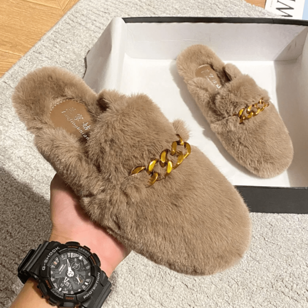 Pantoufles confortables en fourrure douce
