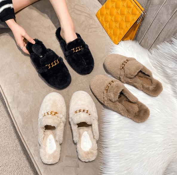 Pantoufles confortables en fourrure douce