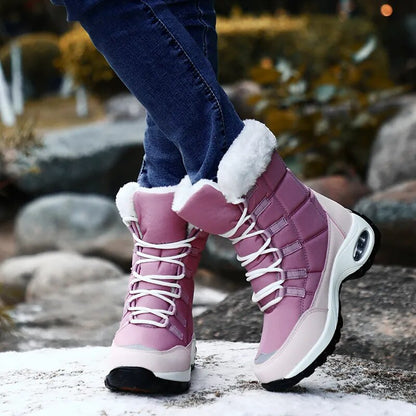 Bottes chaudes à lacets en textile isolant