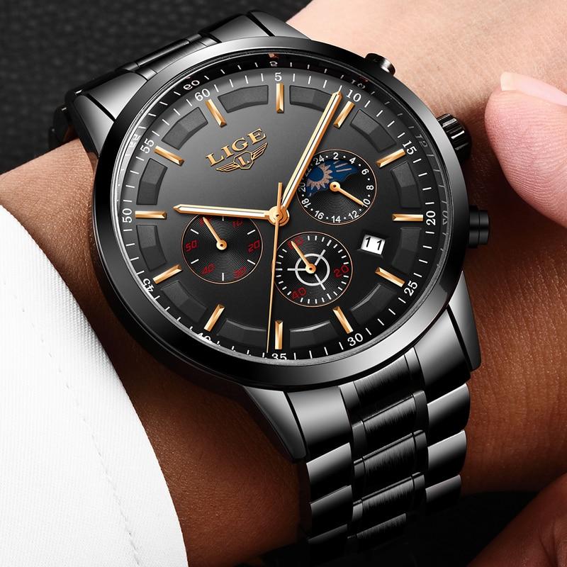 Montre-bracelet militaire avec bracelet acier noir