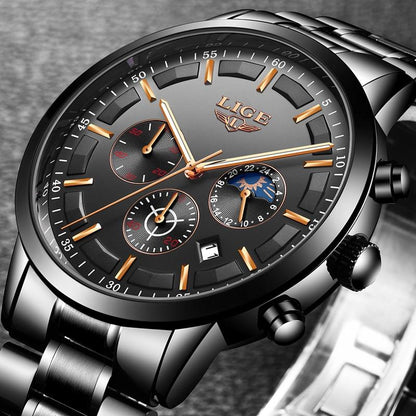 Montre-bracelet militaire avec bracelet acier noir