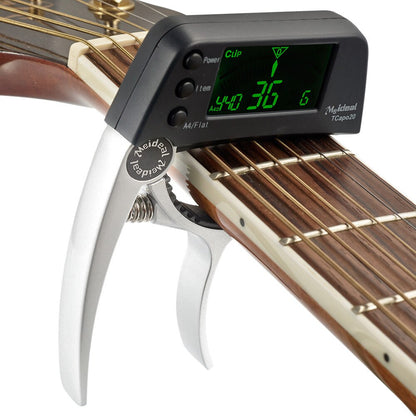 Capodastre réglable avec accordeur intégré pour guitare