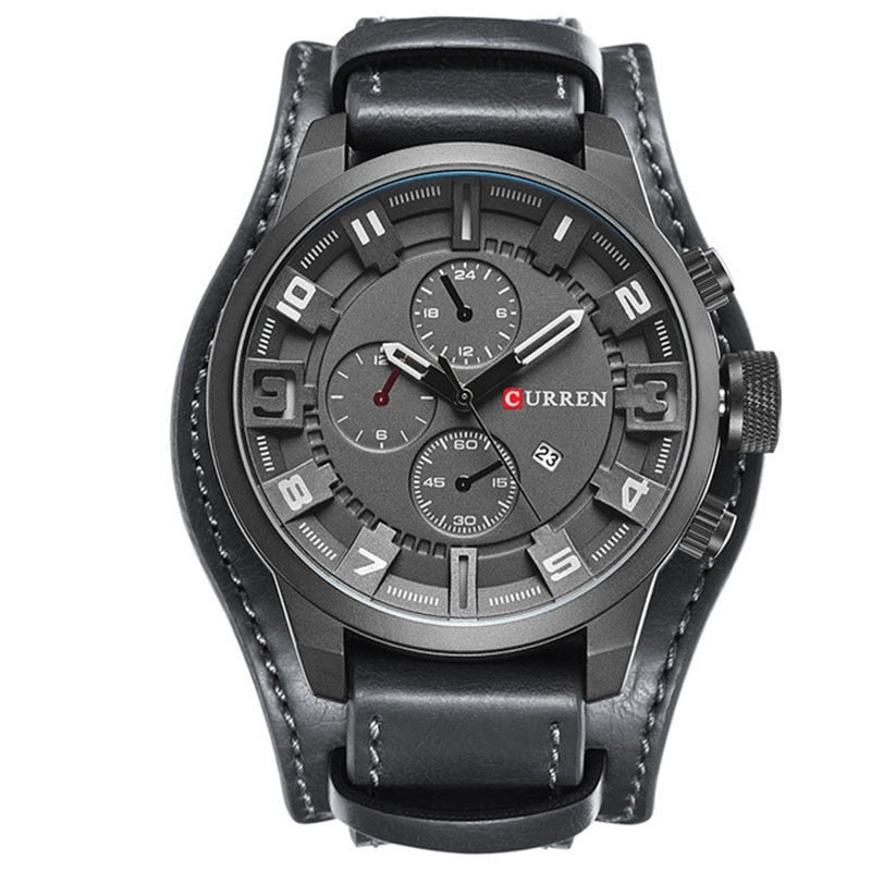 Montre analogique élégante à bracelet en cuir