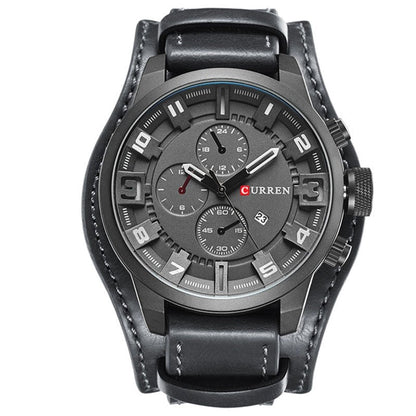 Montre analogique élégante à bracelet en cuir