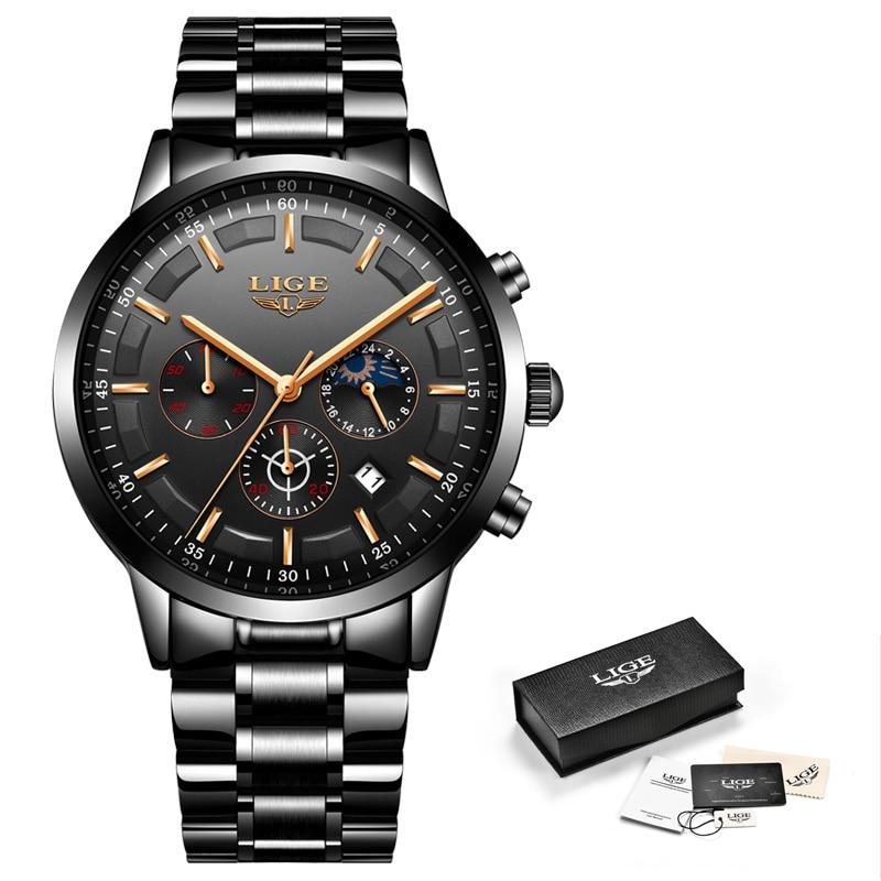 Montre bracelet tactique acier inoxydable noir - Santeova