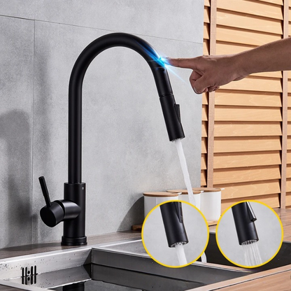 Mitigeur de cuisine tactile rétractable à capteur intégré