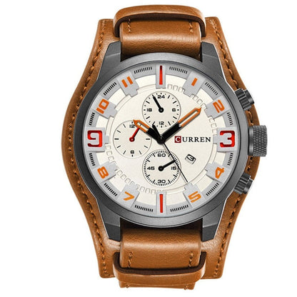 Montre analogique élégante à bracelet en cuir