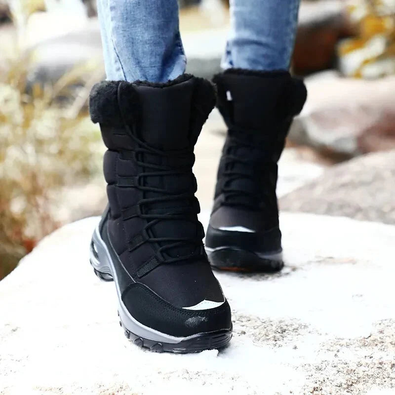 Bottes chaudes à lacets en textile isolant