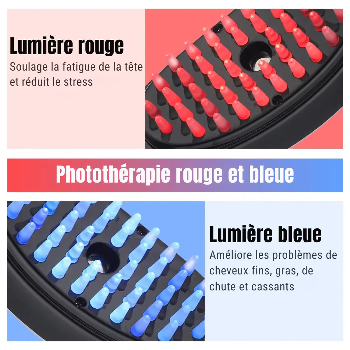 Peigne de massage capillaire 3-en-1 soin intensif cheveux épais