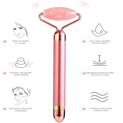 Rouleau de massage visage vibrant 5 en 1 en jade
