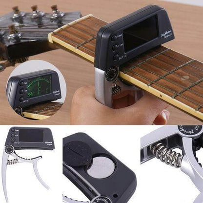Capodastre réglable avec accordeur intégré pour guitare