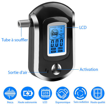Éthylotest électronique à écran LCD compact
