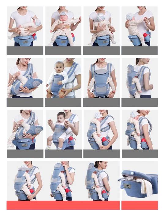 Porte-bébé ergonomique 3-en-1 multifonction
