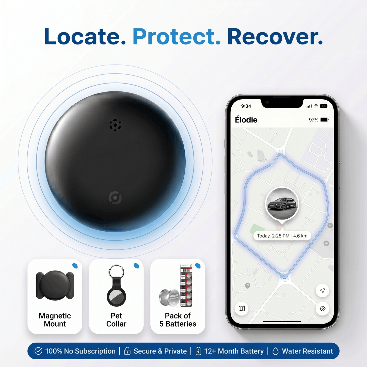 GPS Tracker Without Subscription | Compatible with Android & iOS