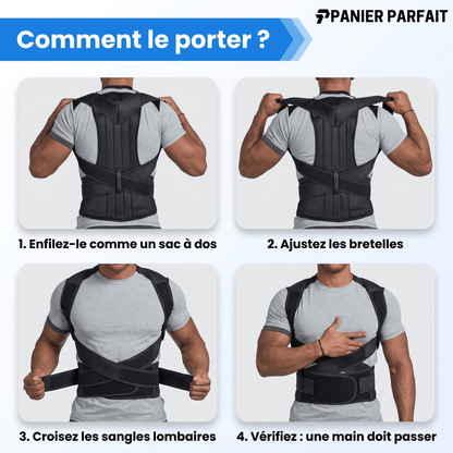 Correcteur de posture avec soutien lombaire intégré ajustable