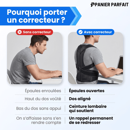 Correcteur de posture avec soutien lombaire intégré ajustable